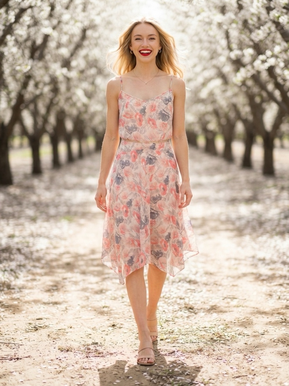 NWT Banana Republic Floral Spaghetti-Strap Midi Dress - Pink Floral